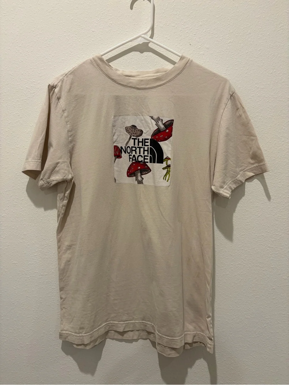 The North Face Beige Graphic Mushroom Logo Short Sleeve Tee